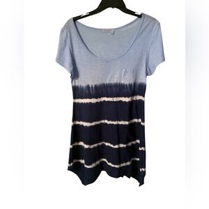 Fresh Produce light and navy Blue and White Striped RelaxedTie-dyed small tee